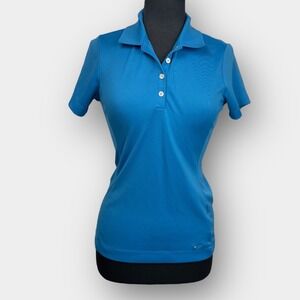 Nike Golf Women's Polo Shirt Small Blue Short Sleeve 3 Button Dri-Fit Active Top